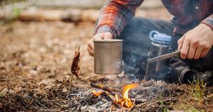 Campfire coffee brewing