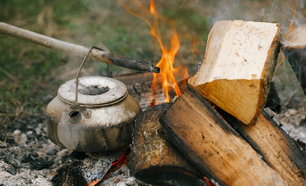 Making cowboy coffee is fast and simple.