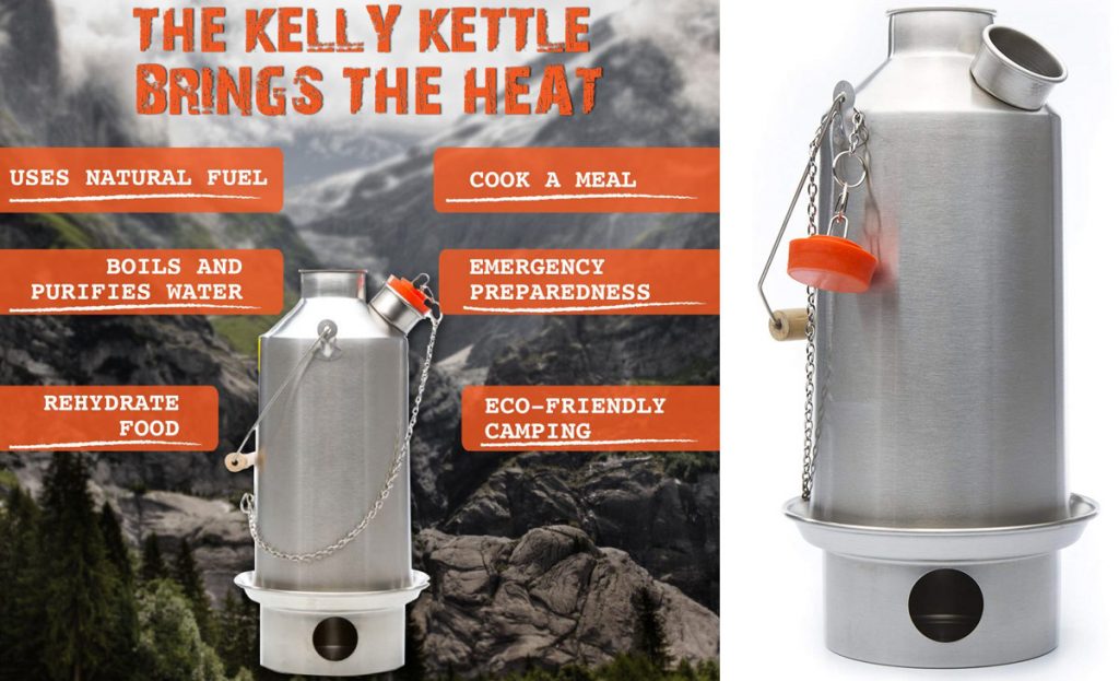 Los hervidores Kelly vienen en diferentes tamaños y son una forma innovadora de hervir agua al aire libre.