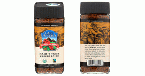 Cafe Altura makes a freeze drid instant organic coffee that is also fair trade.
